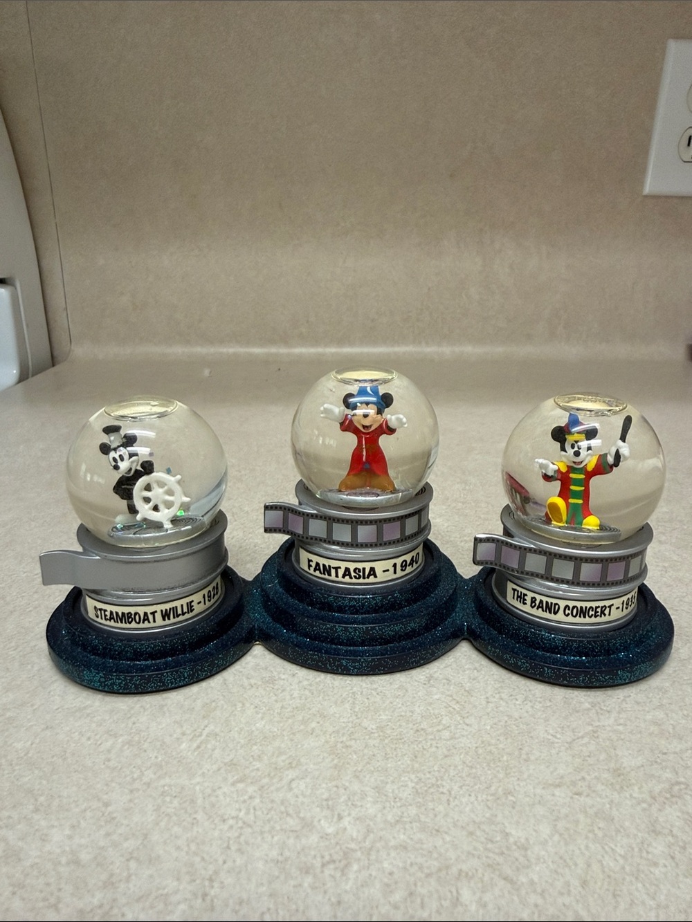 Disney Mickey Mouse Classic Shorts Snow Globe Trio - Blue, Red, Yellow